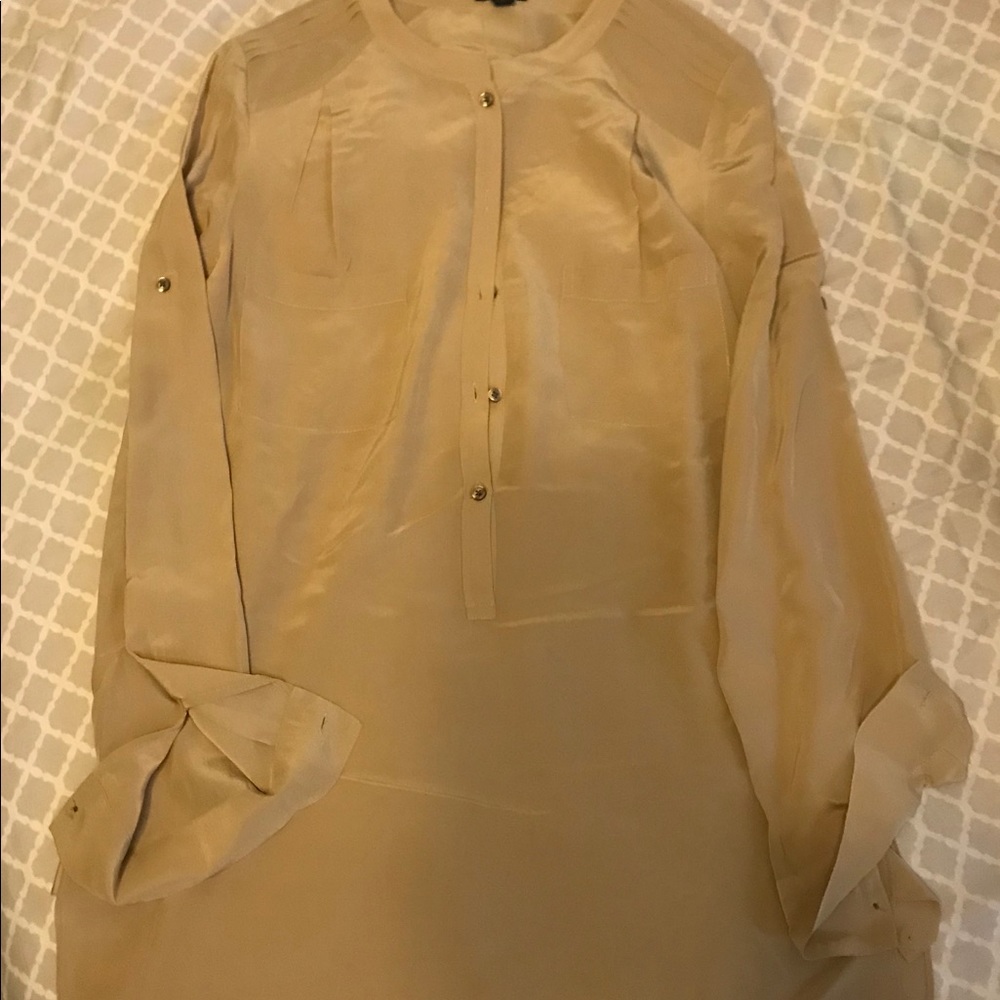 Long sleeved beige silk shirt by Ann Taylor